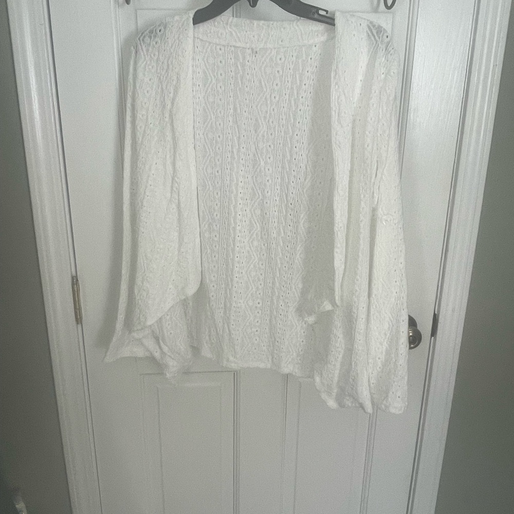 White Lace Open Cardigan